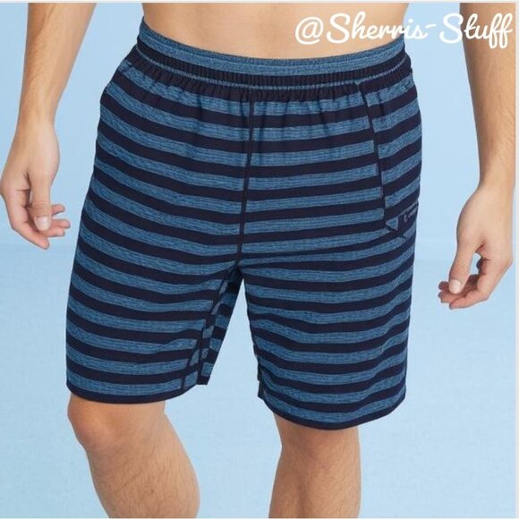 Like New Lululemon Mens Core Shorts 11" Navy Teal Stripe Swift Athletic M - Picture 1 of 8